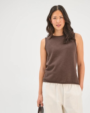 Australian Cotton Blend Rolled Edge Knitted Tank Top