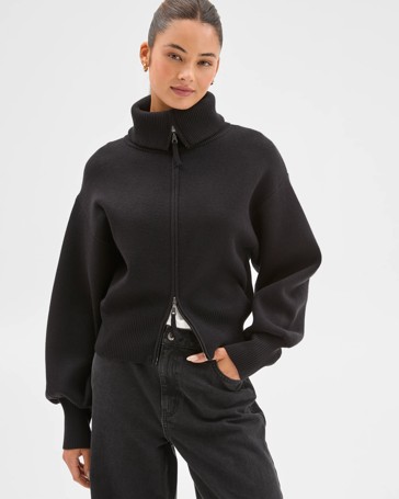 Lily Loves Long Cocoon Sleeve Zip Through Cardigan