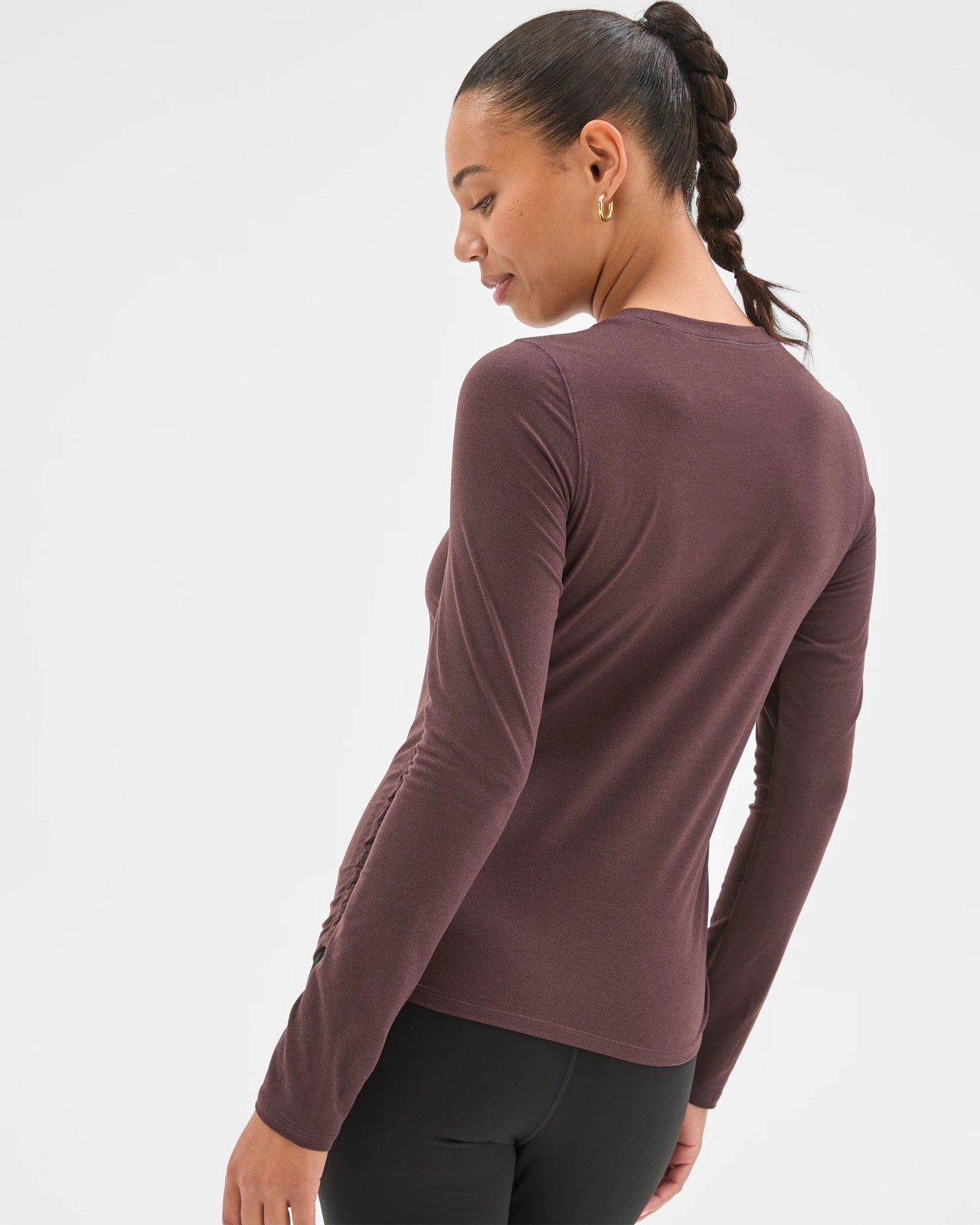 Active Studio Luxe Long Sleeve Ruched Top - Raisin 6 of 6