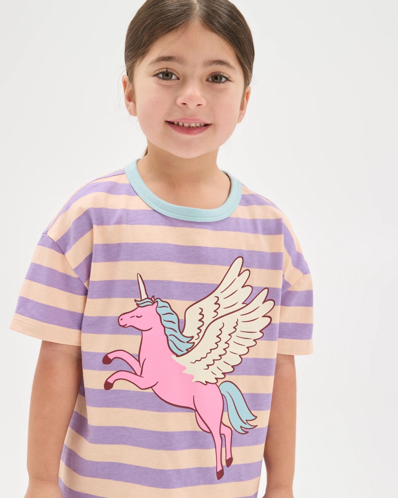 Australian Cotton Younger Girls Oversized Jersey Pyjama Set - Unicorn Multi 3 of 6