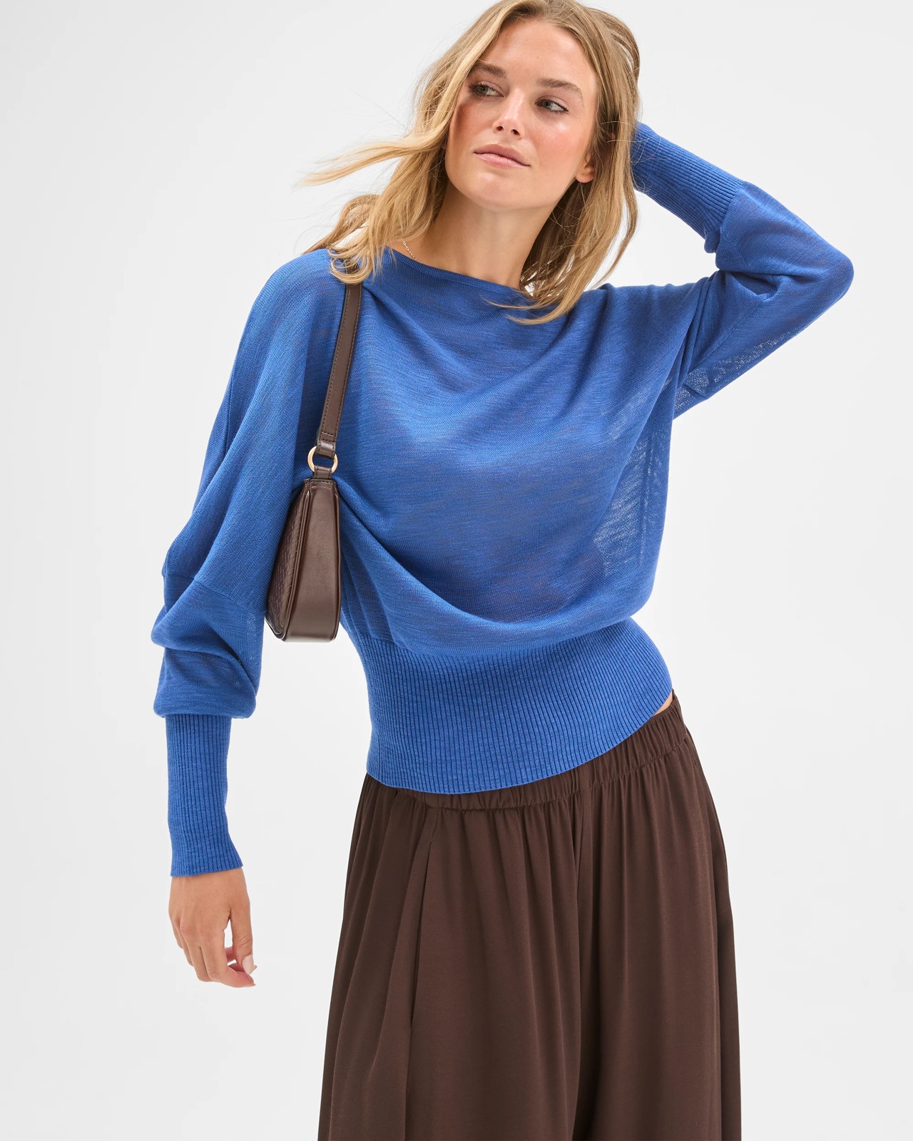 Lily Loves Slub Off Shoulder Knit Top - Iris Blue 5 of 6
