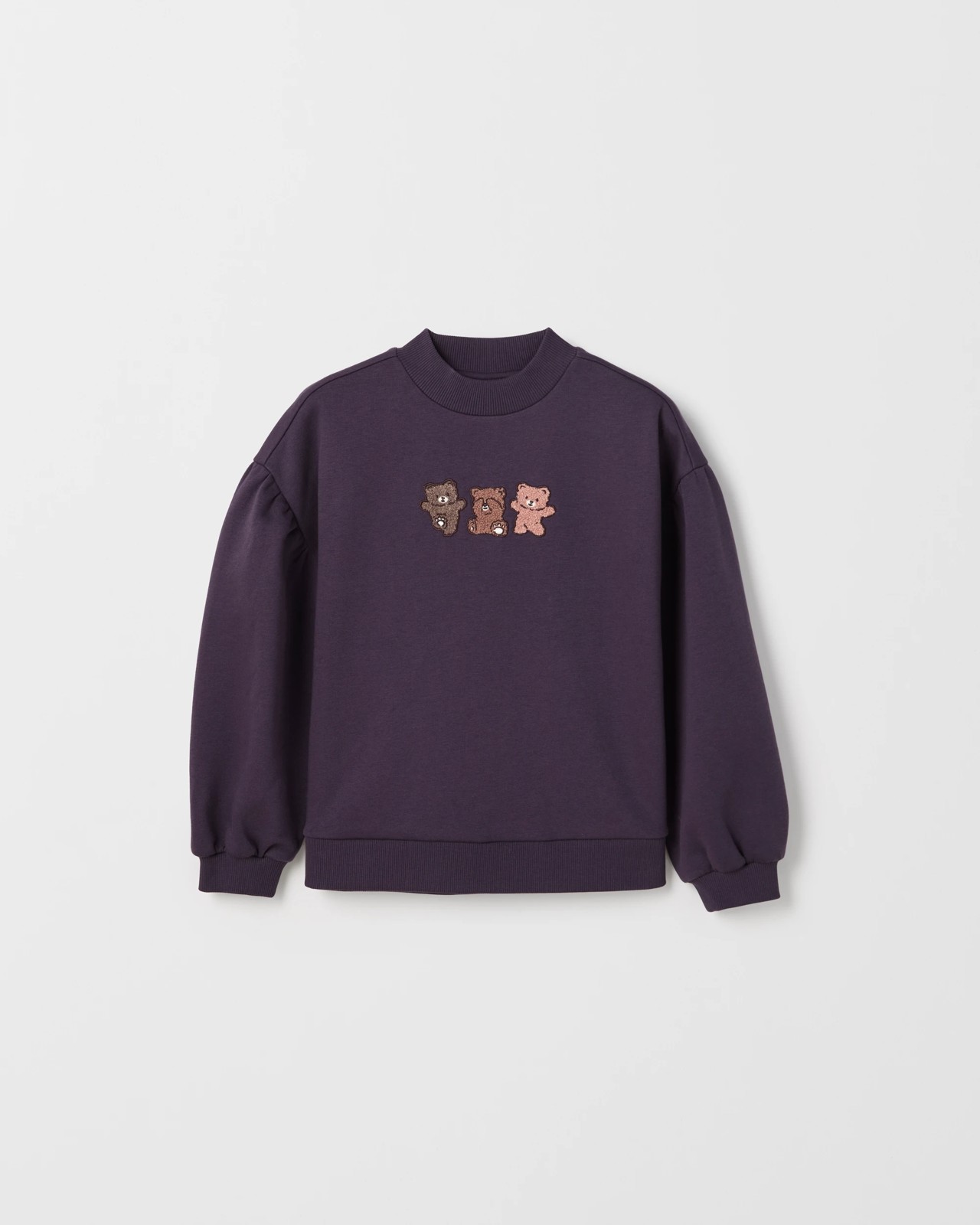 Australian Cotton Blend Balloon Sleeve Fleece Sweat Top - Purple 5 of 6