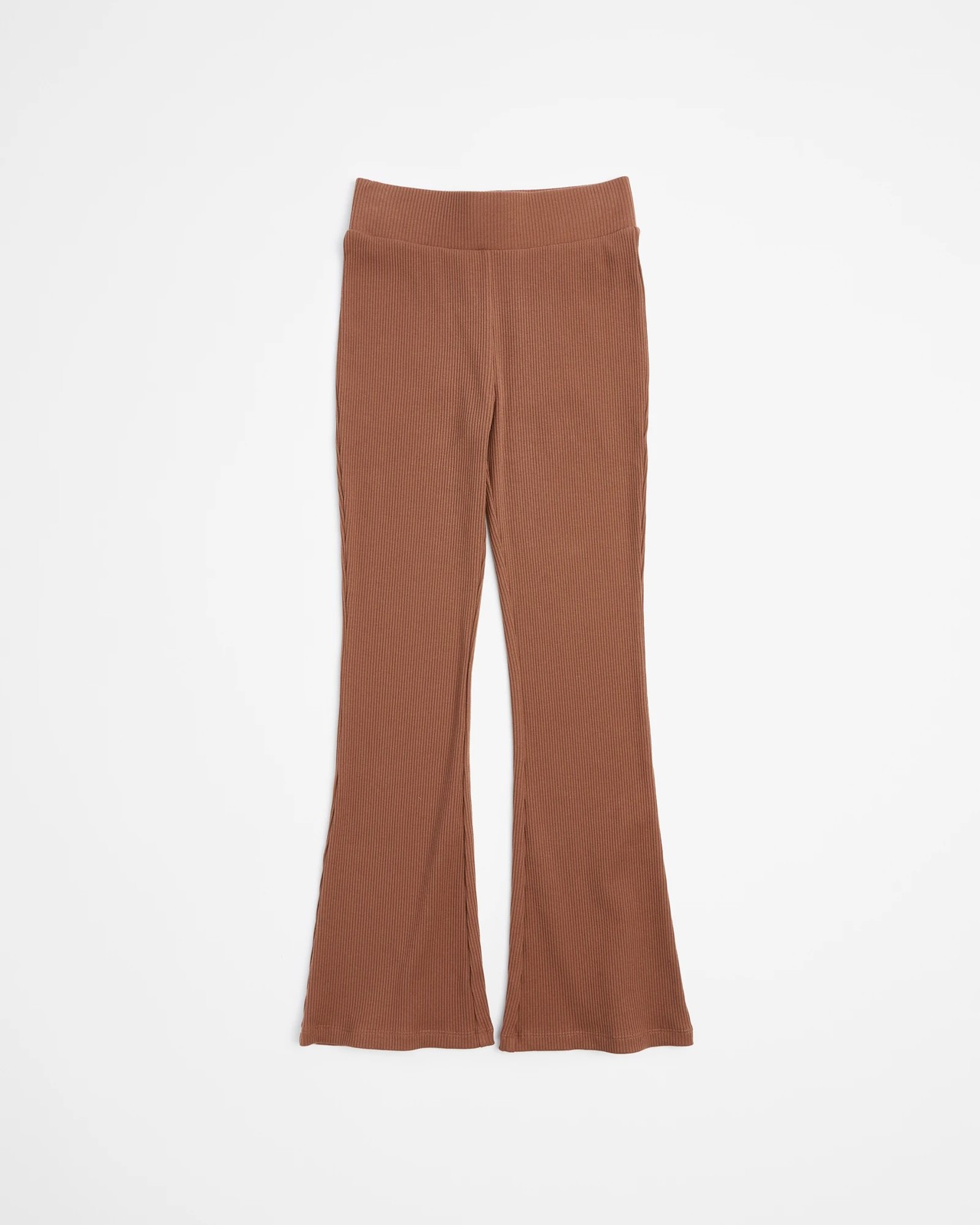 Rib Flared Leggings - Brown