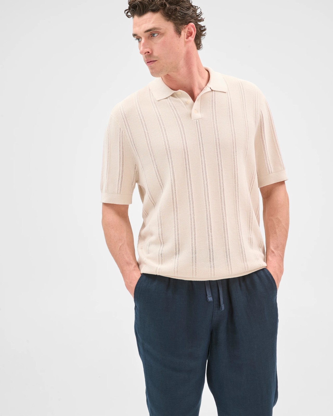 European Linen Full Length Pants - Navy 3 of 5
