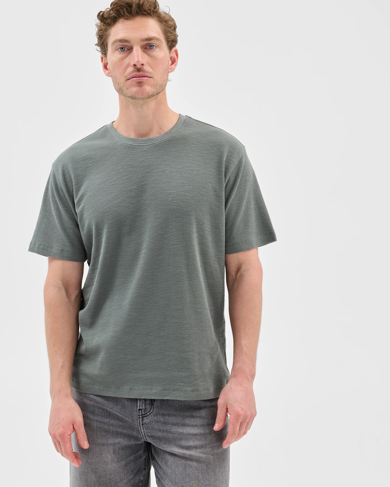 Australian Cotton Fashion Textured T-Shirt - Green 2 of 5