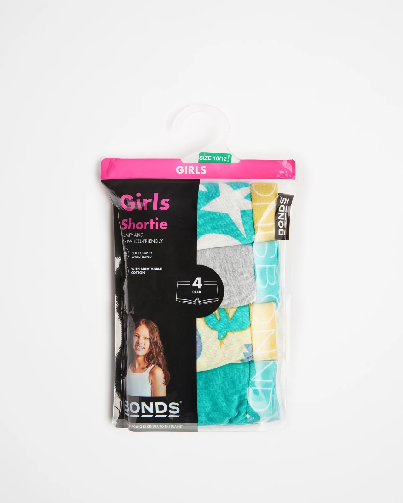 Bonds Girls Shortie 4 Pack, Girls Underwear