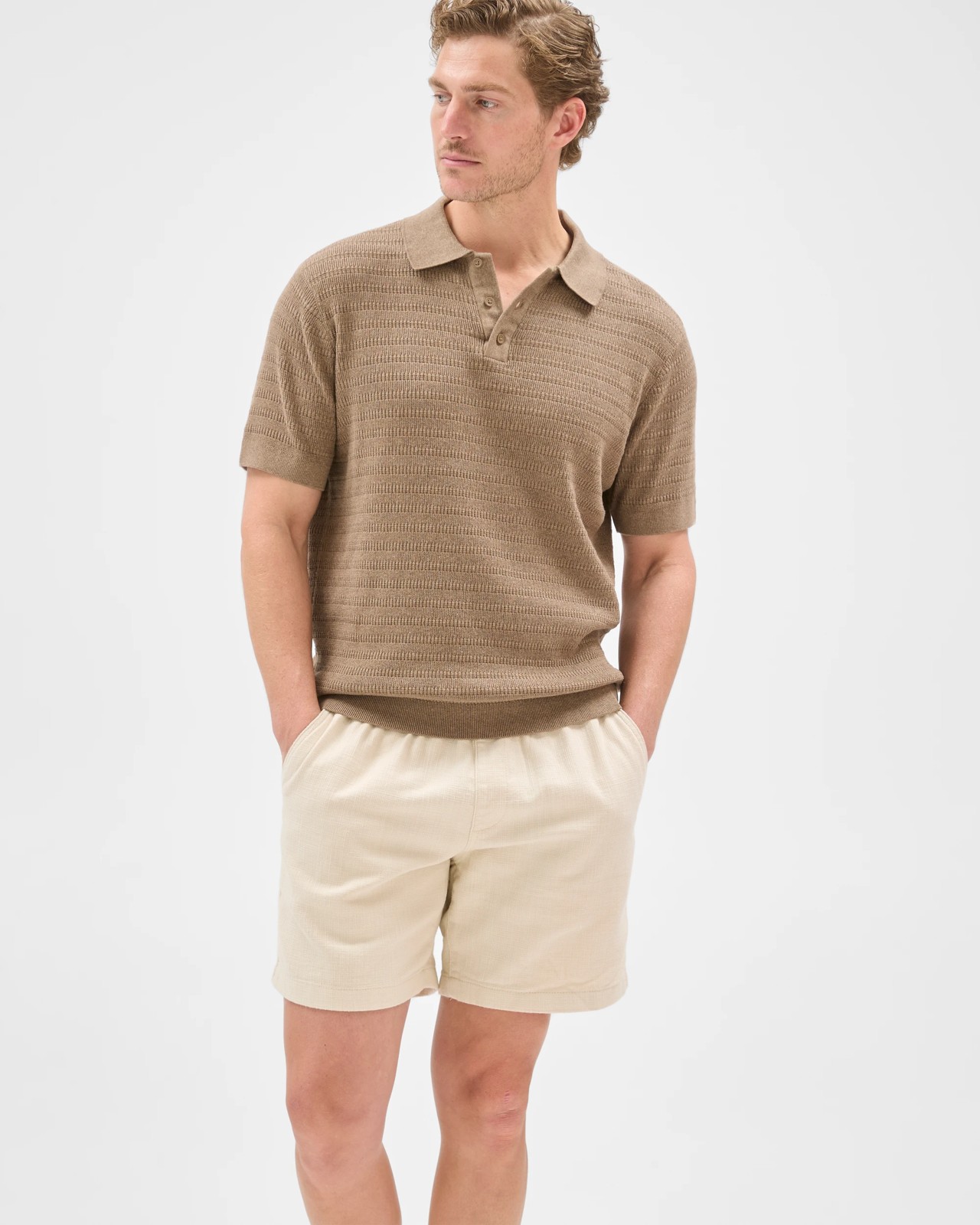 Australian Cotton Textured Shorts - Birch 2 of 5