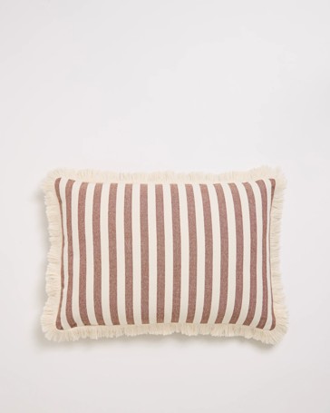 Dakota Stripe Cotton Cushion - Tiramisu