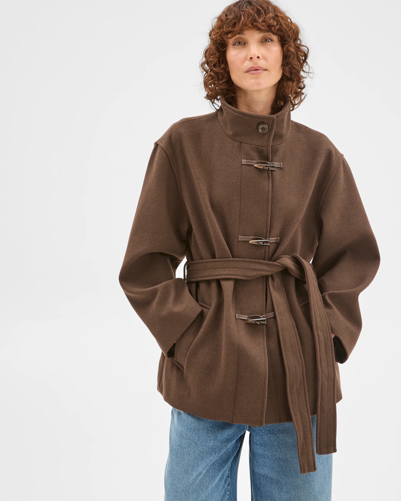 Tie Waist Duffle Coat - Coffee Bean 4 of 5