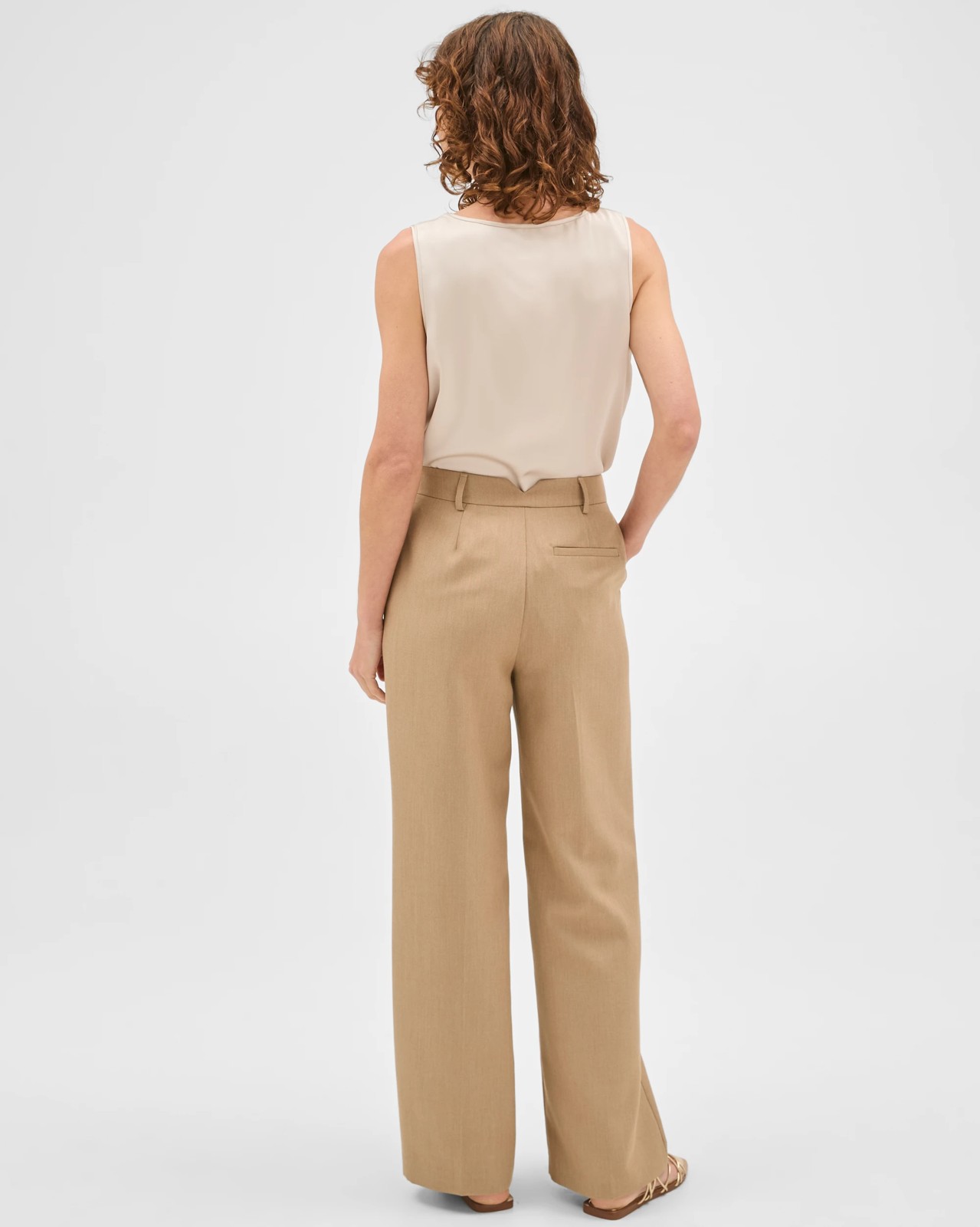 Preview Textured Tailoring Straight Leg Pants  - Biscuit 2 of 5