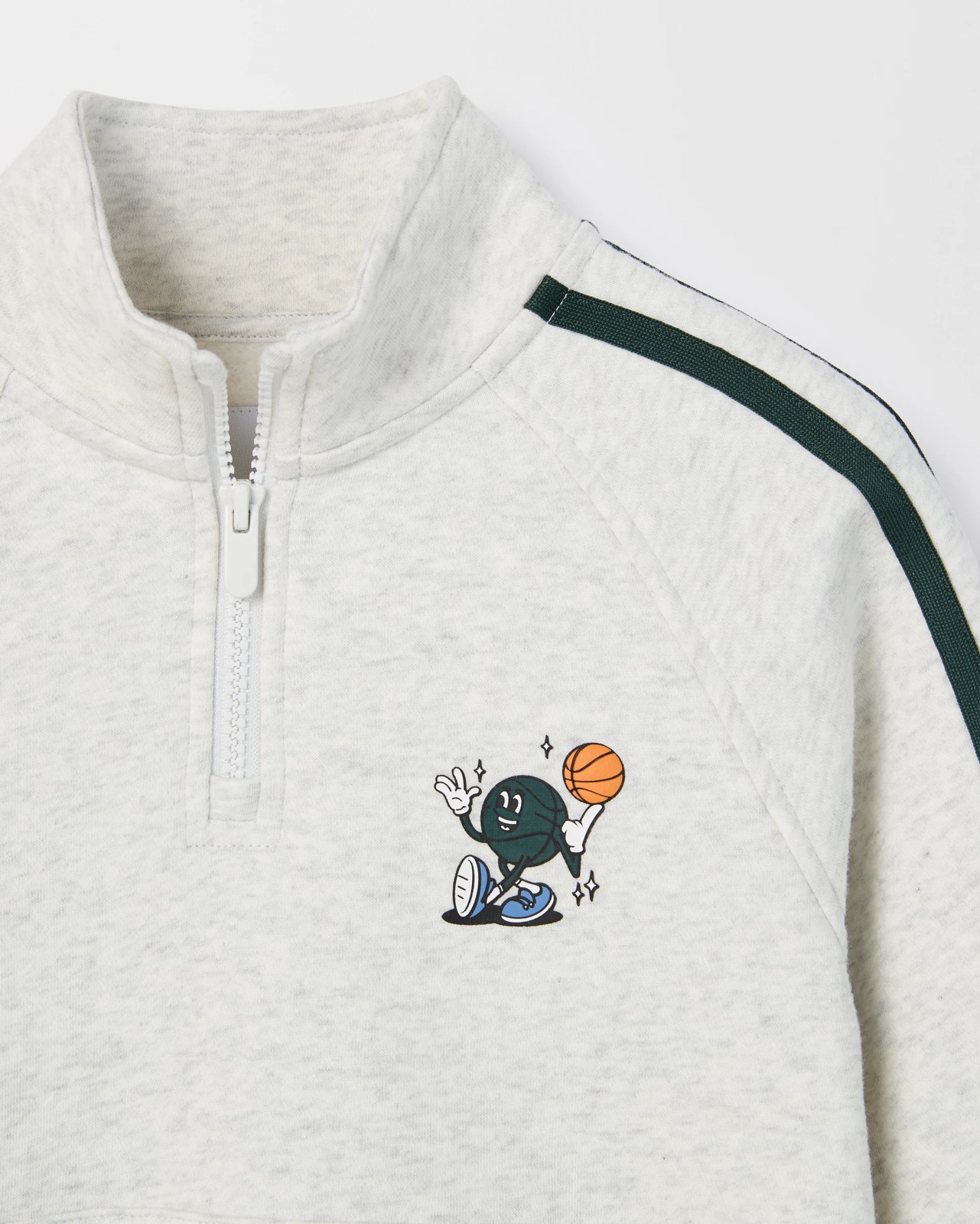 Australian Cotton Blend 1/4 Zip Sweat Top - Grey Marle 2 of 3