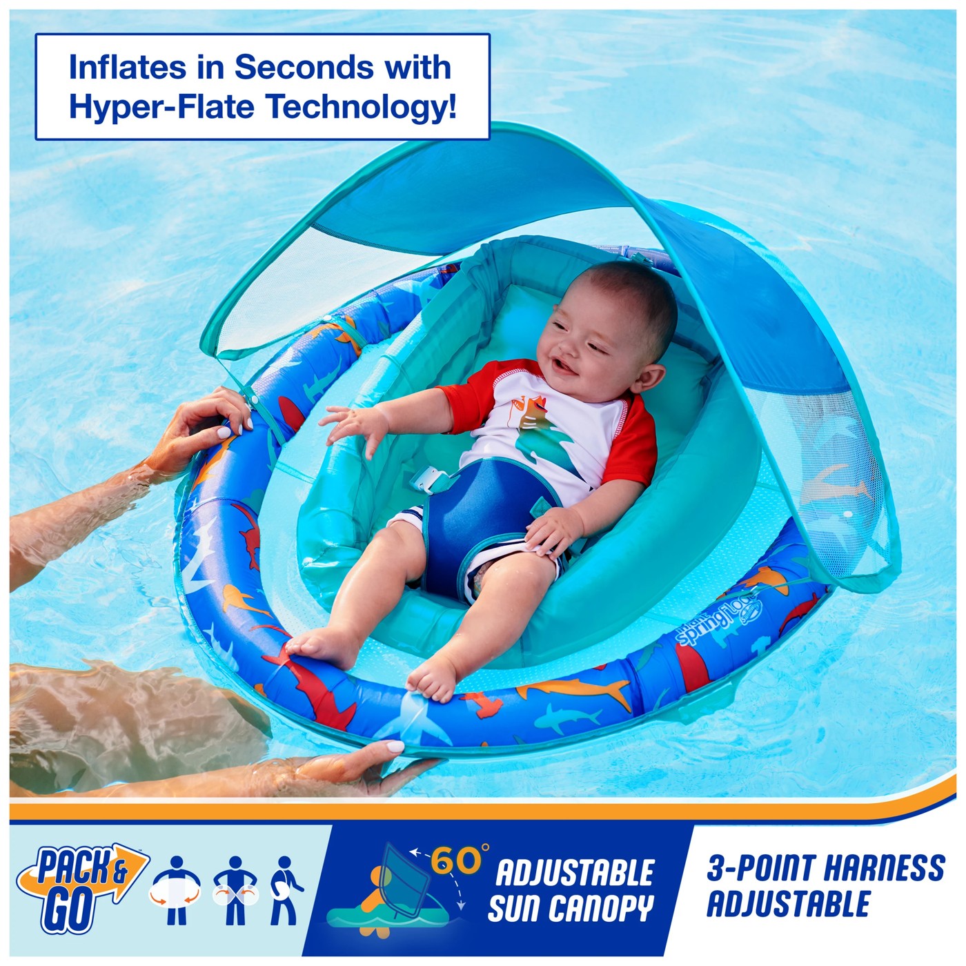 SwimWays Premium Infant Spring Float Inflatable Sun Canopy - Assorted 4 of 5