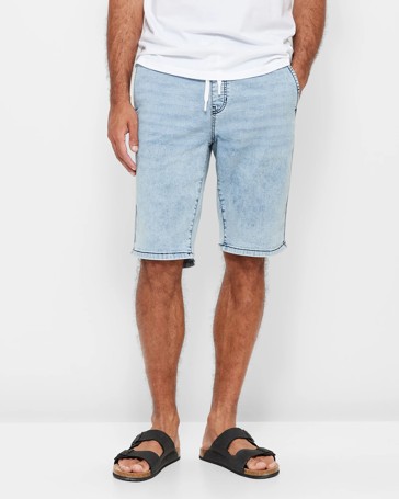 Knit Denim Shorts
