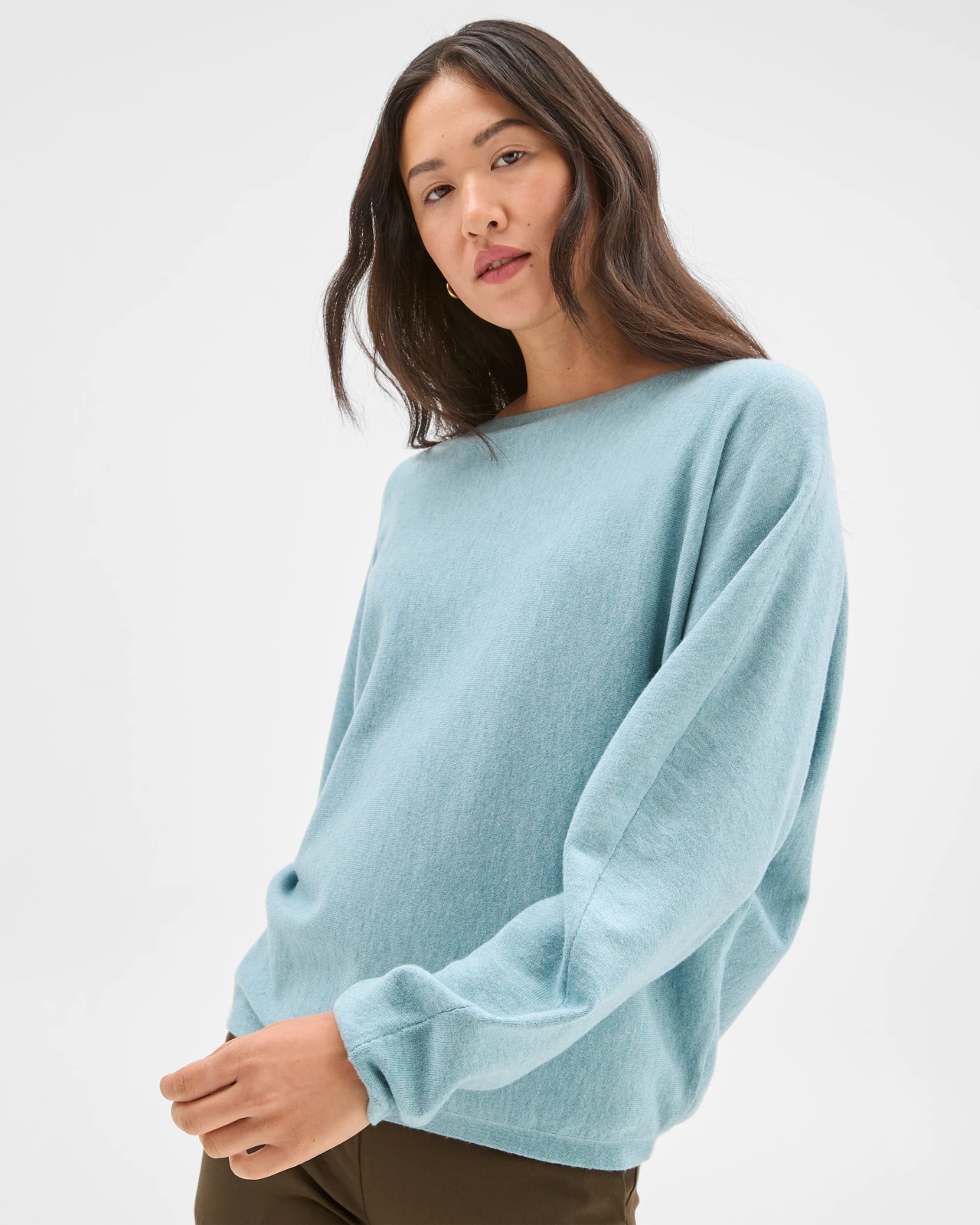 Preview Dolman Sleeve Boat Neck Knit Sweater - Arctic Blue 4 of 6