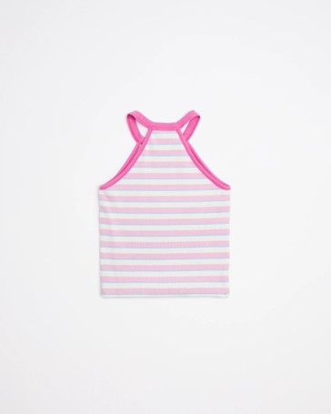 Stripe Rib Halter Tank