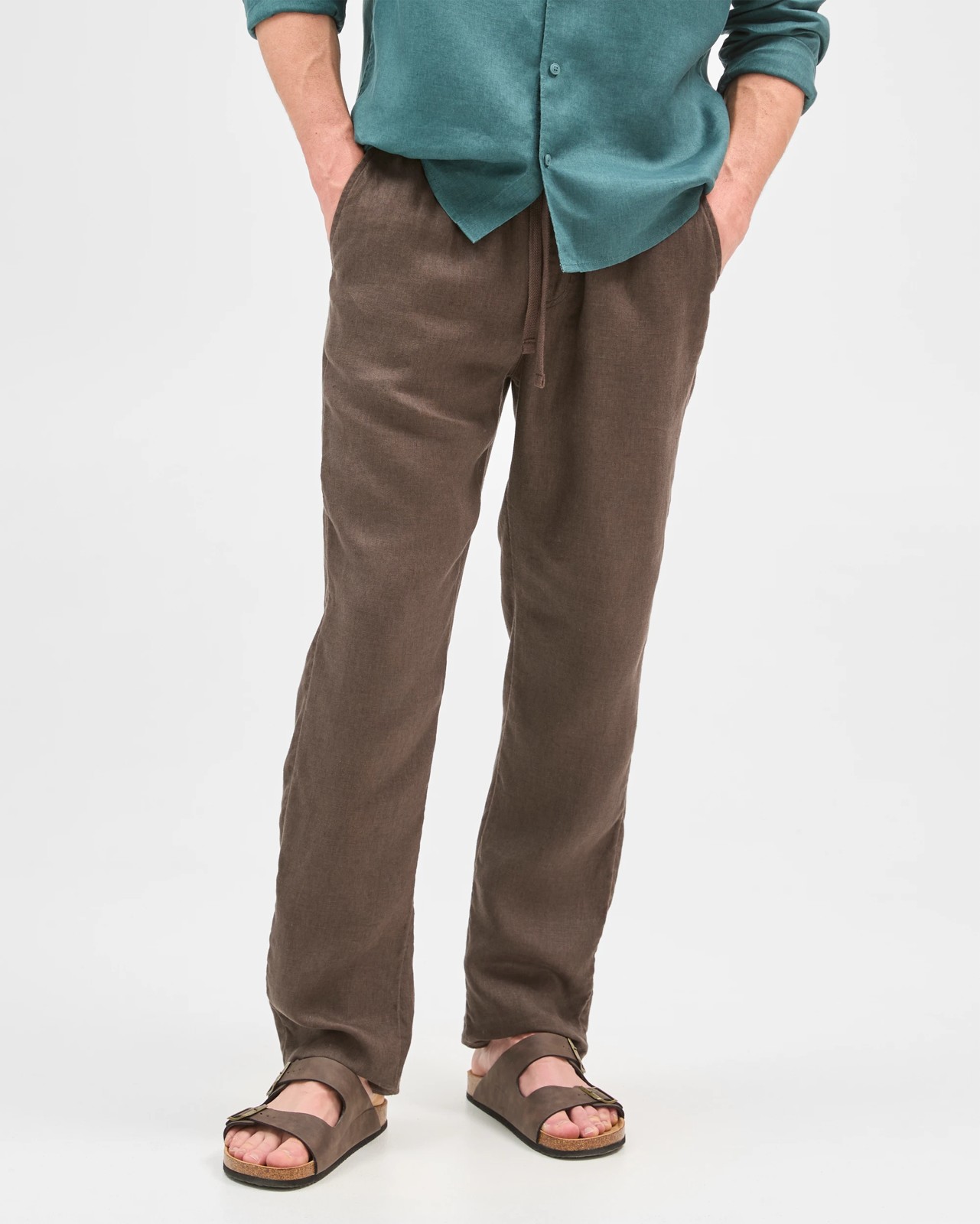 European Linen Full Length Pants - Chocolate 4 of 5