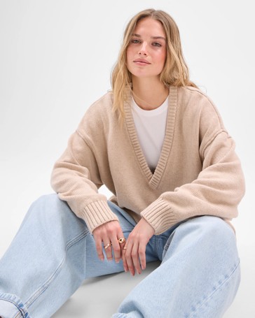 Lily Loves Australian Cotton Blend Deep V-Neck Jumper
