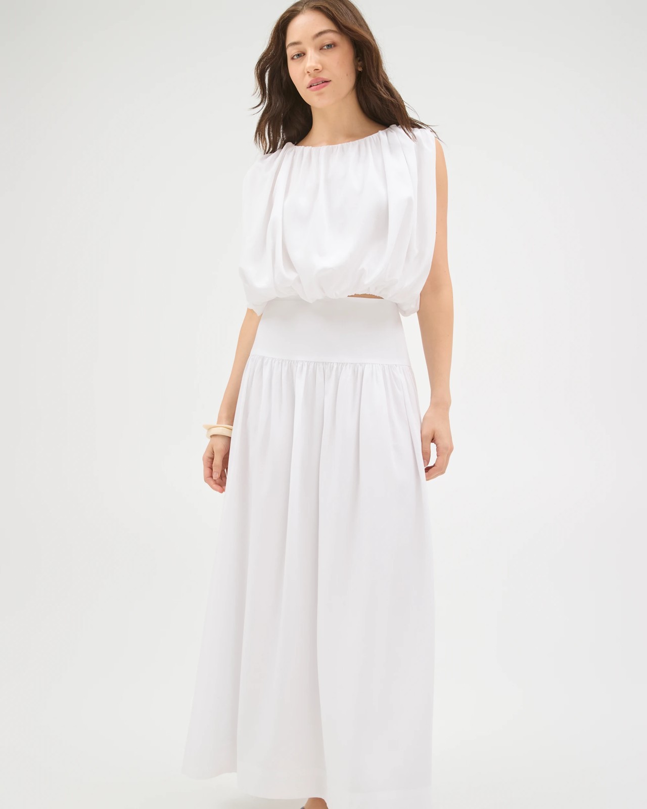 Lily Loves Lyocell A-Line Maxi Skirt - White 4 of 6