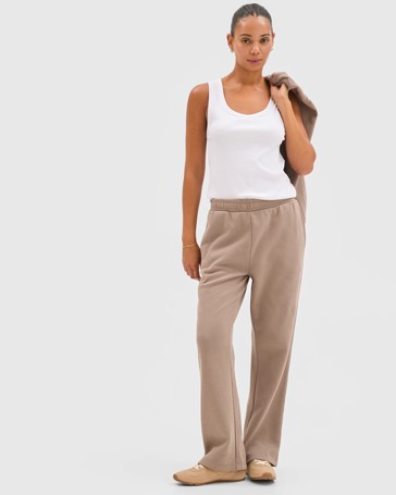 Australian Cotton Blend Straight Leg Fleece Trackpants