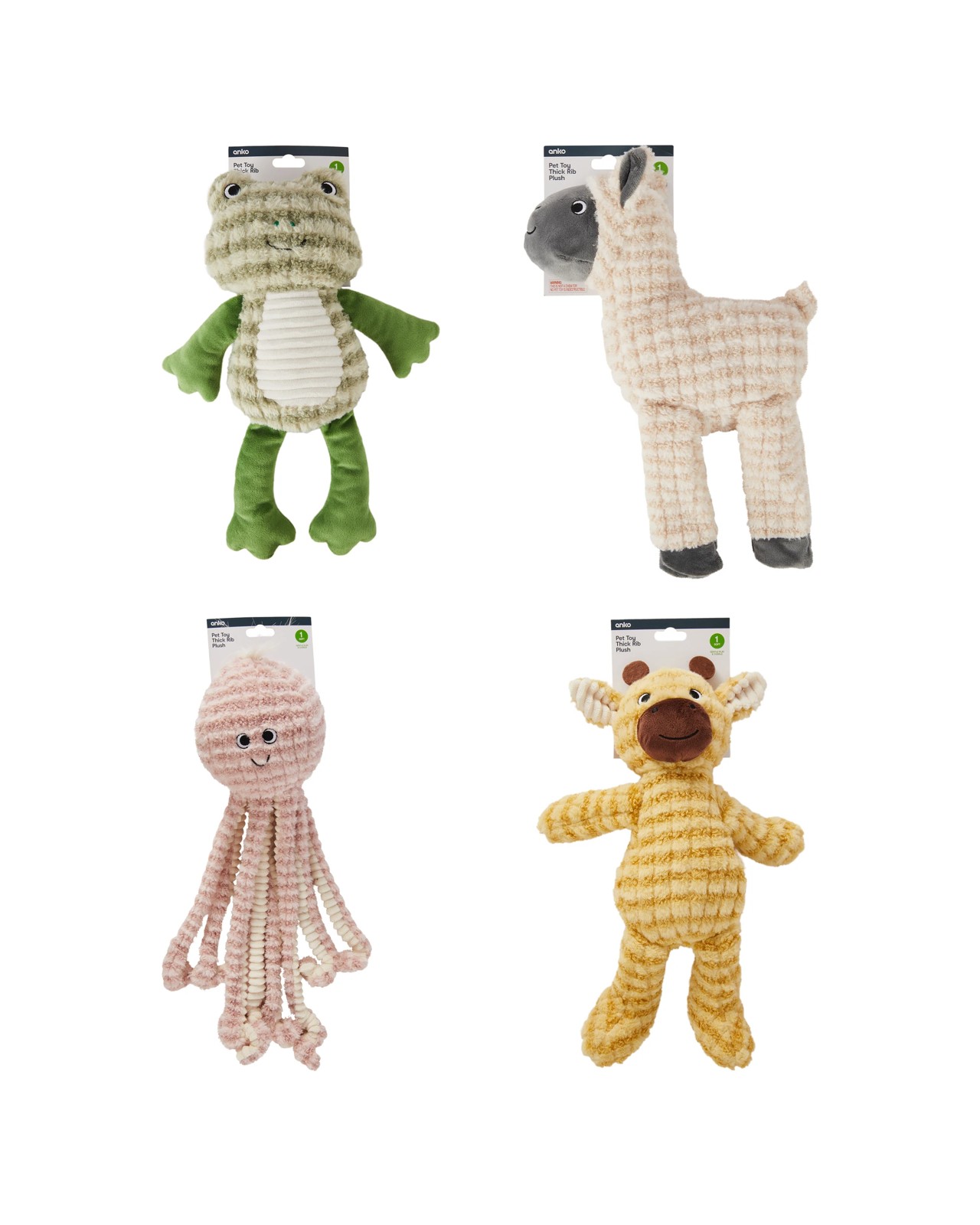 Pet Toy Thick Rib Plush  - Assorted - Anko 4 of 4