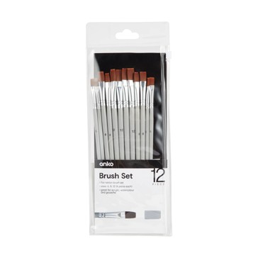 12 Piece Brush Set, Flat - Anko