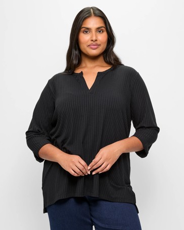 Plus Size Long Sleeve Henley Top