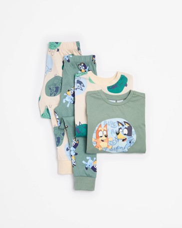 Bluey Boys Younger Kids Knit Pyjama Set 2 Pack - Green