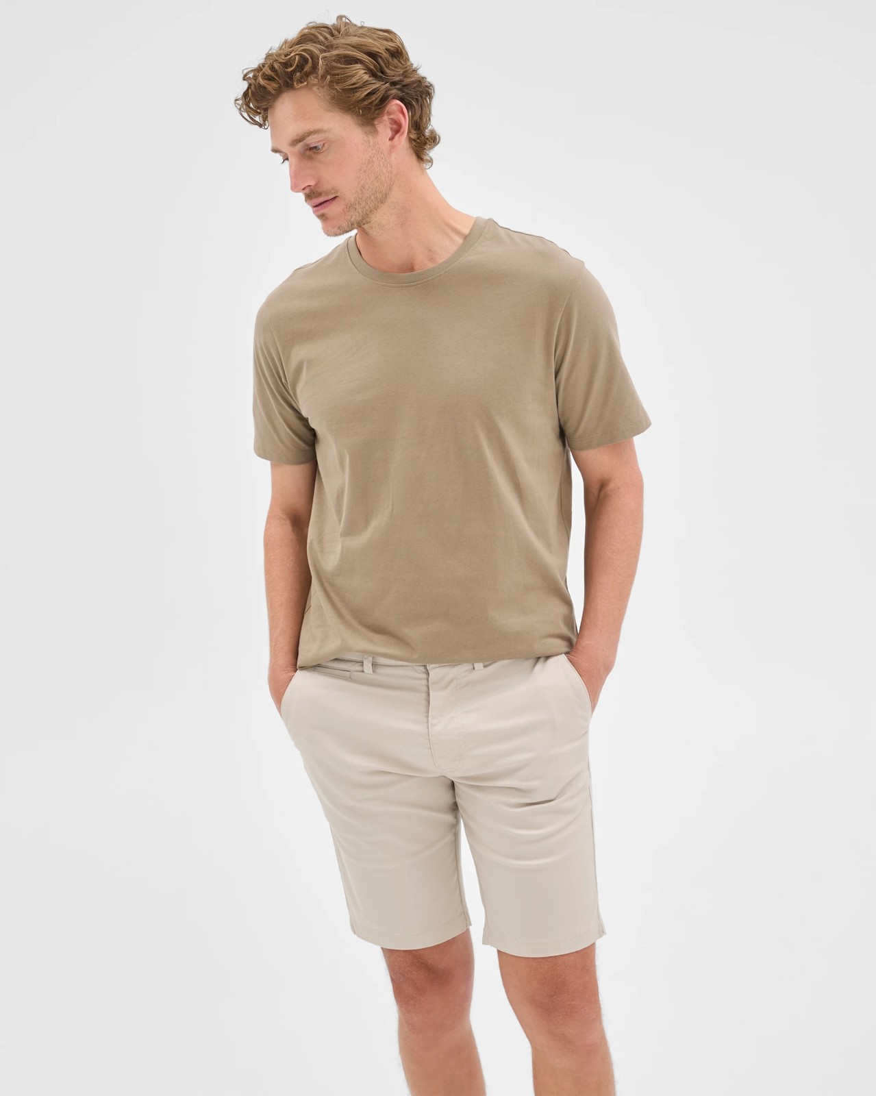 Australian Cotton Slim Chino Shorts - Light Stone 4 of 5