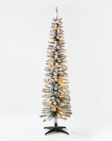 Anko 1.82m (6ft) Flocked Slim Prelit Christmas Tree