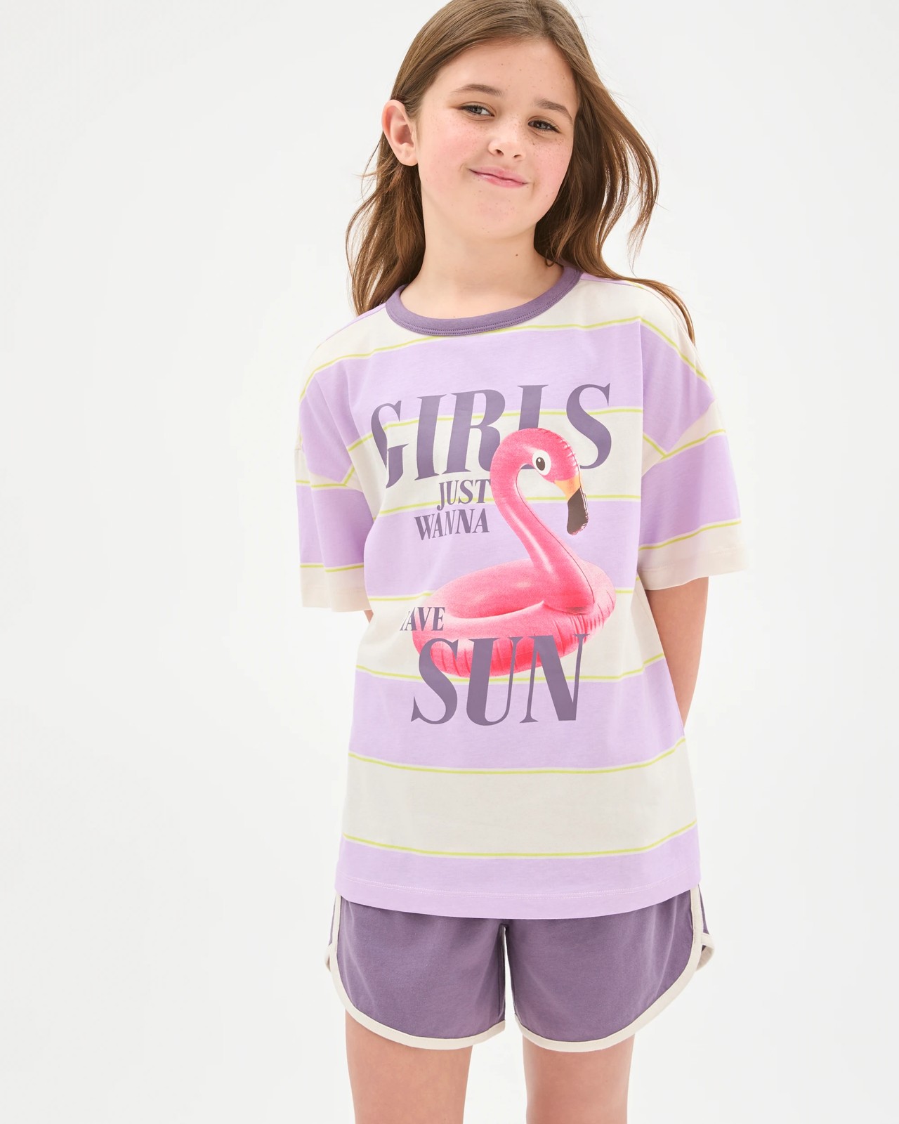 Australian Cotton Older Girls Jersey Pyjama Set - Multi Flamingo 2 of 5