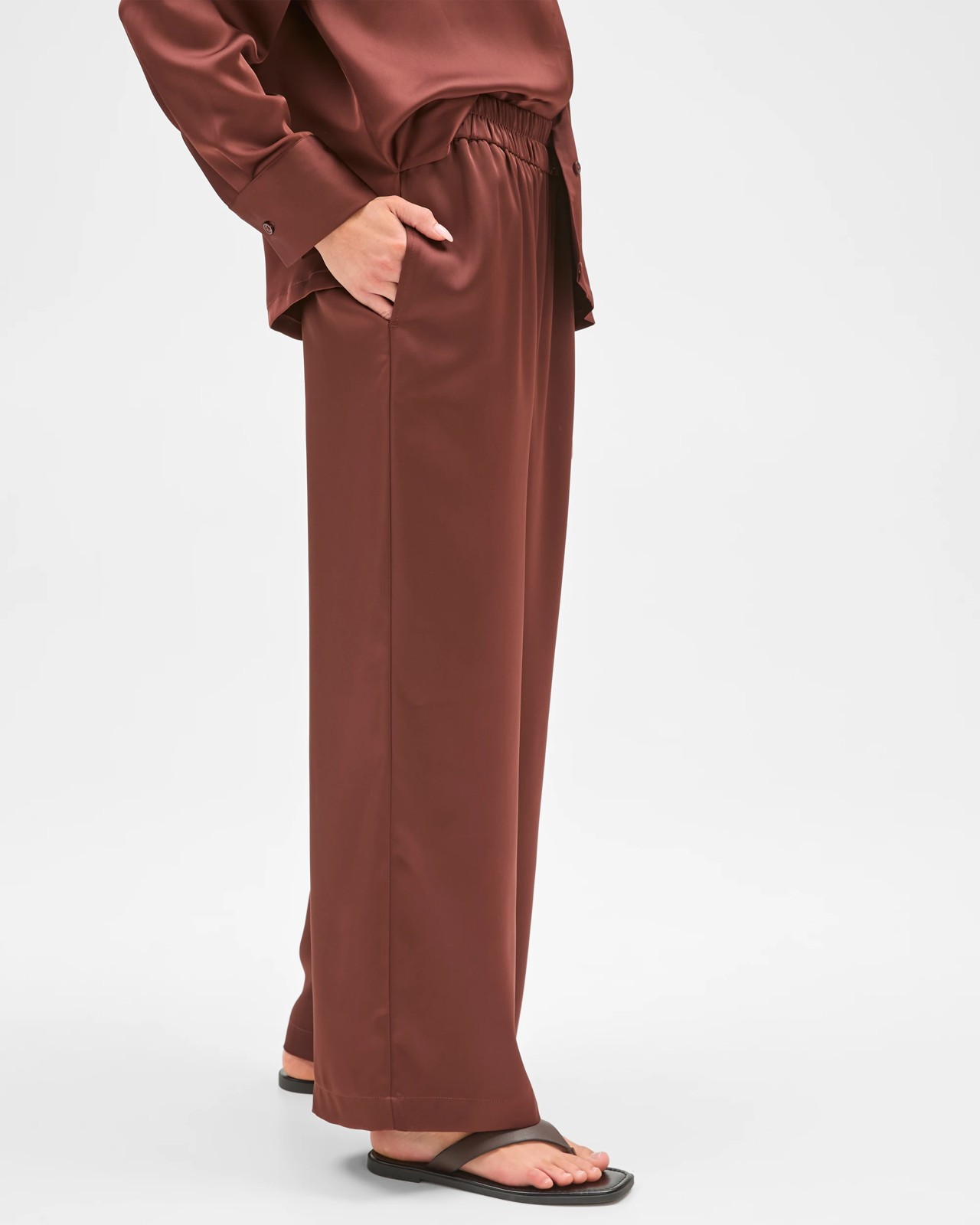 Petites Wide Leg Satin Pants 4 of 5