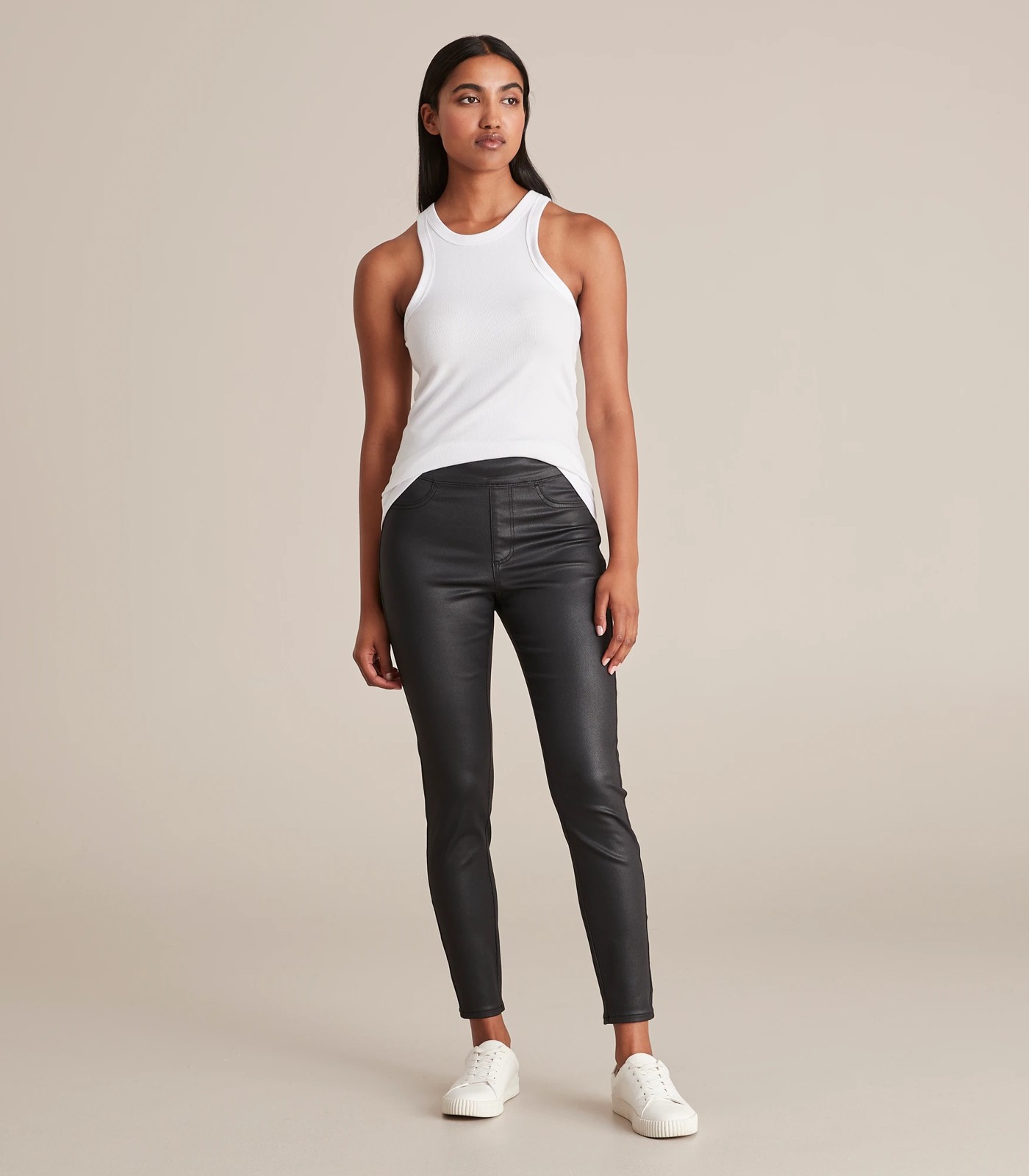 Lydia Coated High Rise Full Length Denim Jeggings