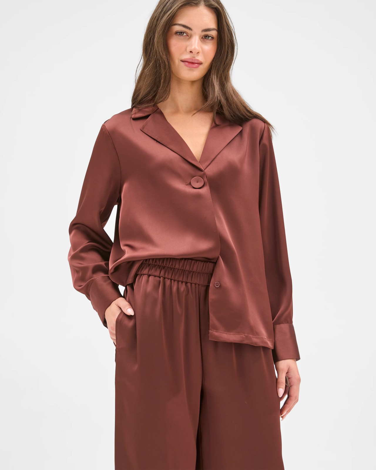 Petites Wide Leg Satin Pants 3 of 5
