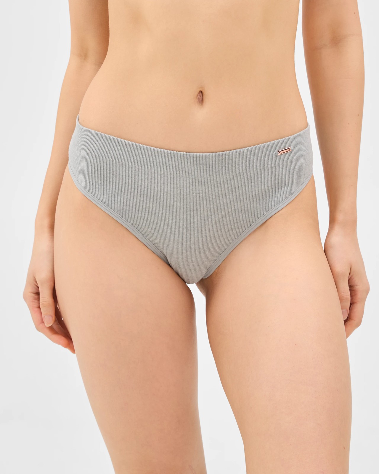 Lily Loves 2 Pack Rib Seamfree High Waist G-String Briefs - Grey Marle 2 of 3