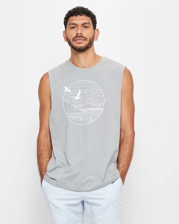 Printed Muscle Tank Top