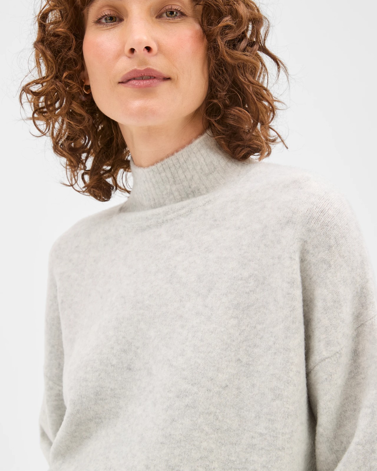 Super Soft Mock Neck Sweater - Light Grey Marle 4 of 6
