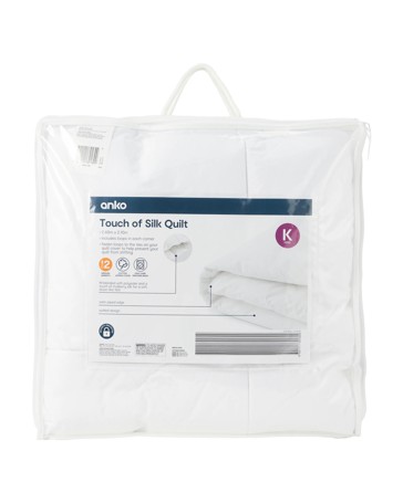 Touch of Silk Quilt, King Bed, White - Anko