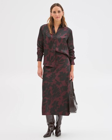 Preview Satin Long Sleeve Button Up Shirt