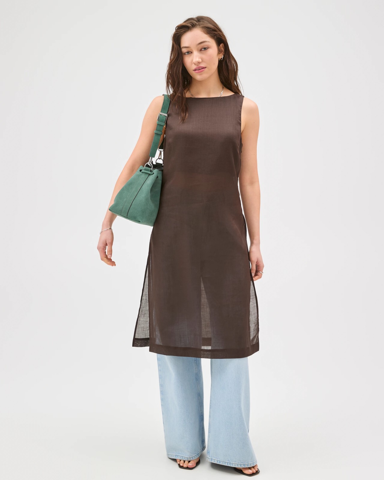 Lily Loves Sheer Tunic Top - Truffle 2 of 5