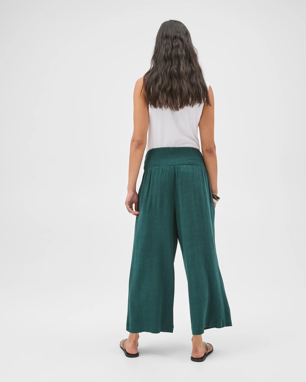 Resort Shirred Waist Culotte Pants - Deep Forest 6 of 6
