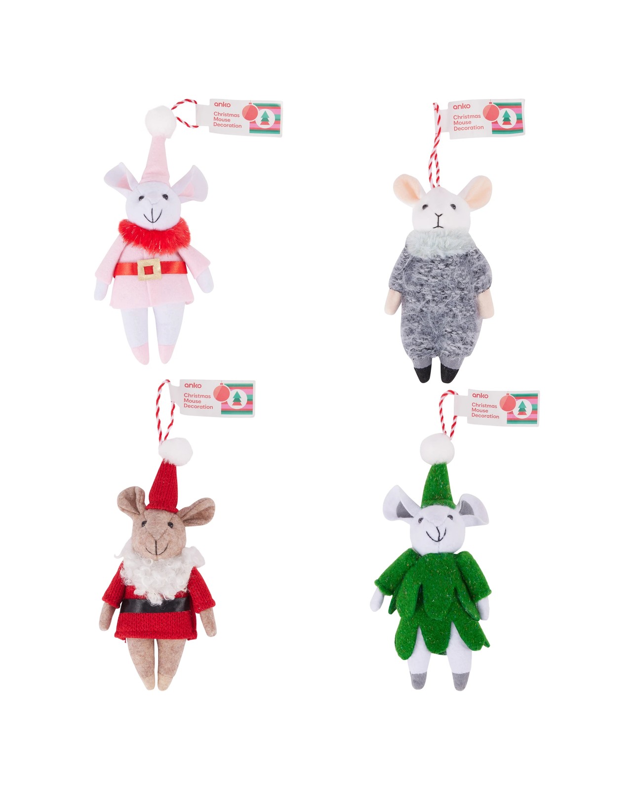 Anko Christmas Mouse Decoration - Assorted 5 of 5