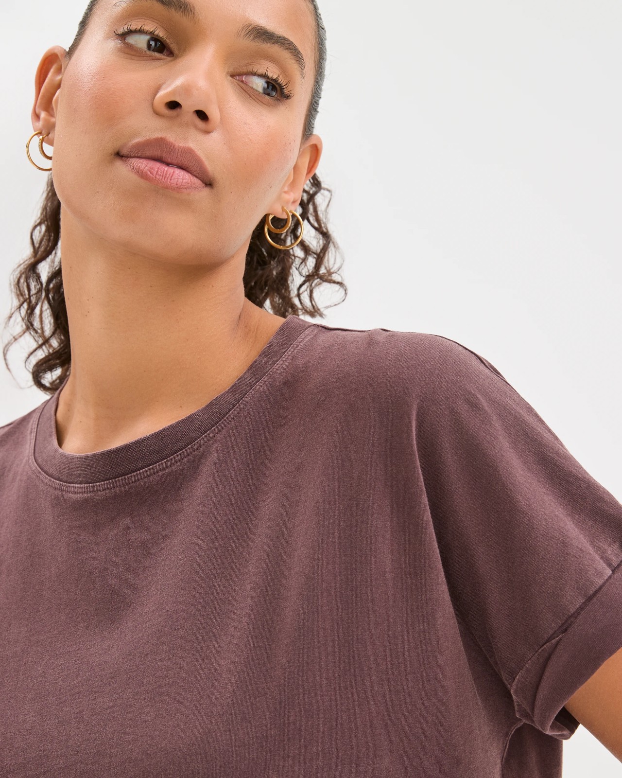 Australian Cotton Oversized Boxy T-Shirt - Chocolate Plum 3 of 6