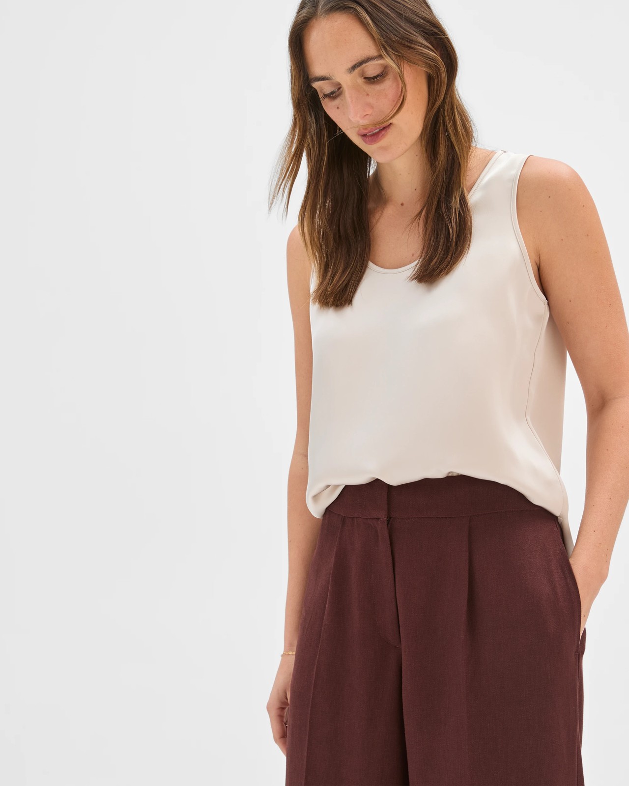 Preview Tailored Wide Leg Pants - Dark Chocolate 3 of 6