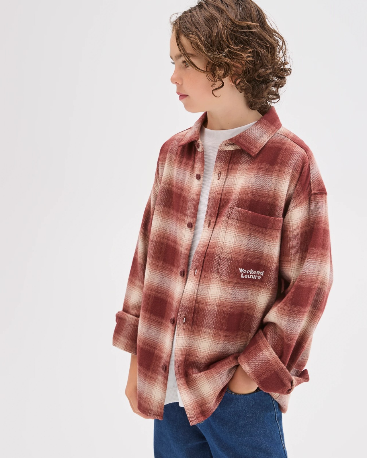 Australian Cotton Long Sleeve Check Shirt - Burgundy 4 of 5