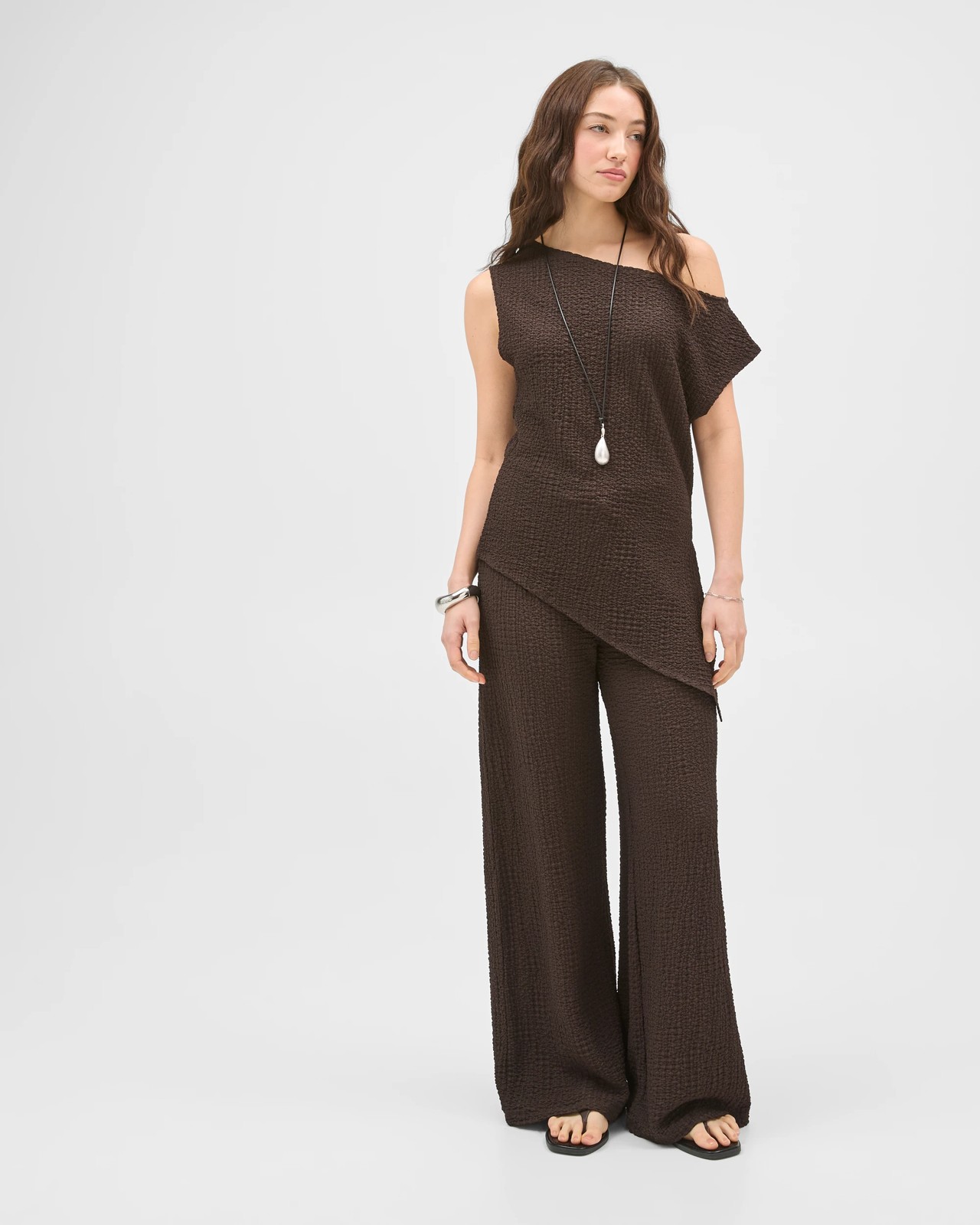 Lily Loves Textured Off Shoulder Top - Truffle 2 of 5