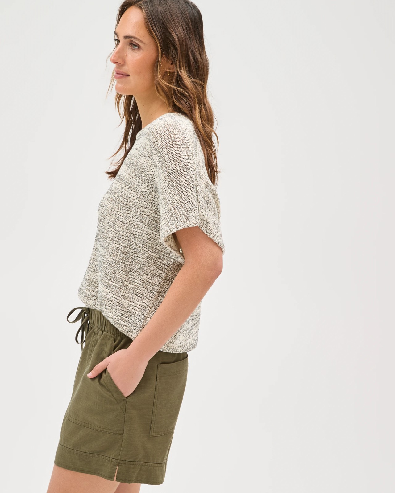 Slub Seam Detail Shorts - Dusty Moss 5 of 5