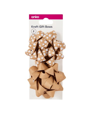 2 Piece Gift Bows, Kraft - Anko