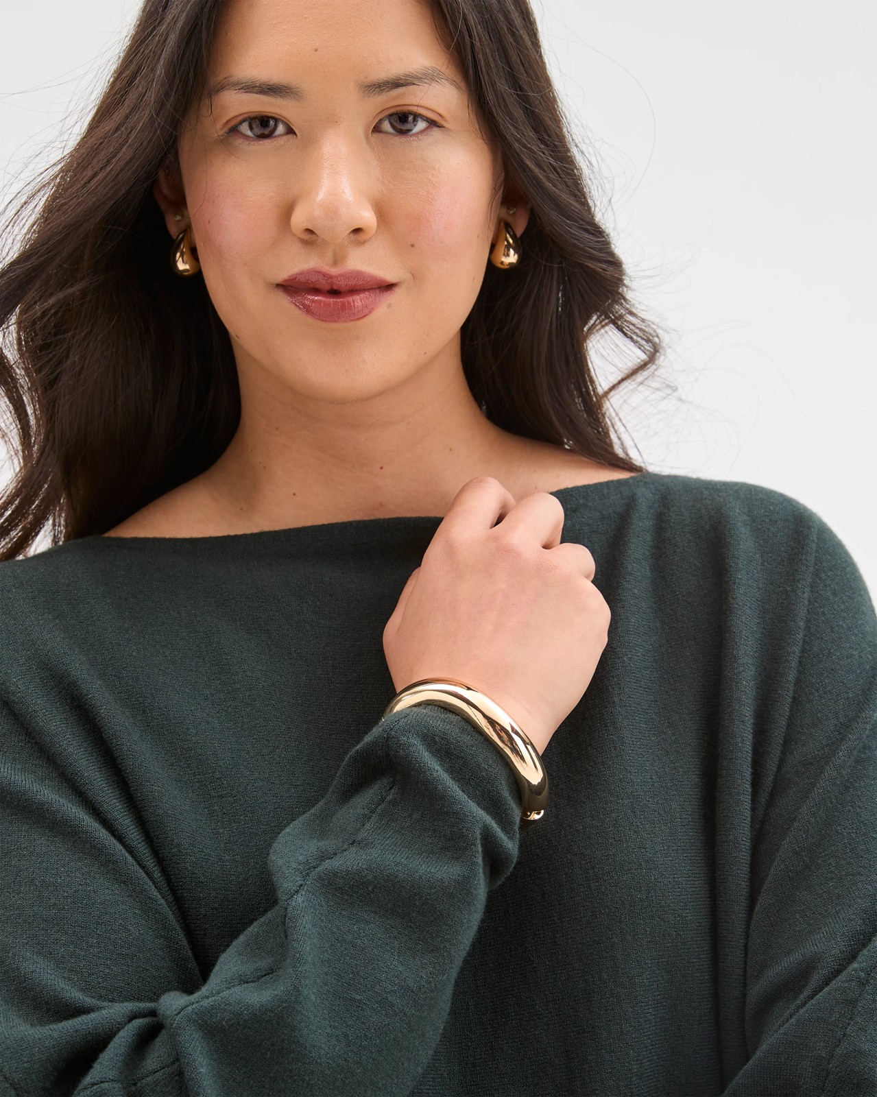 Preview Dolman Sleeve Boat Neck Knit Sweater - Mid Jade 5 of 6