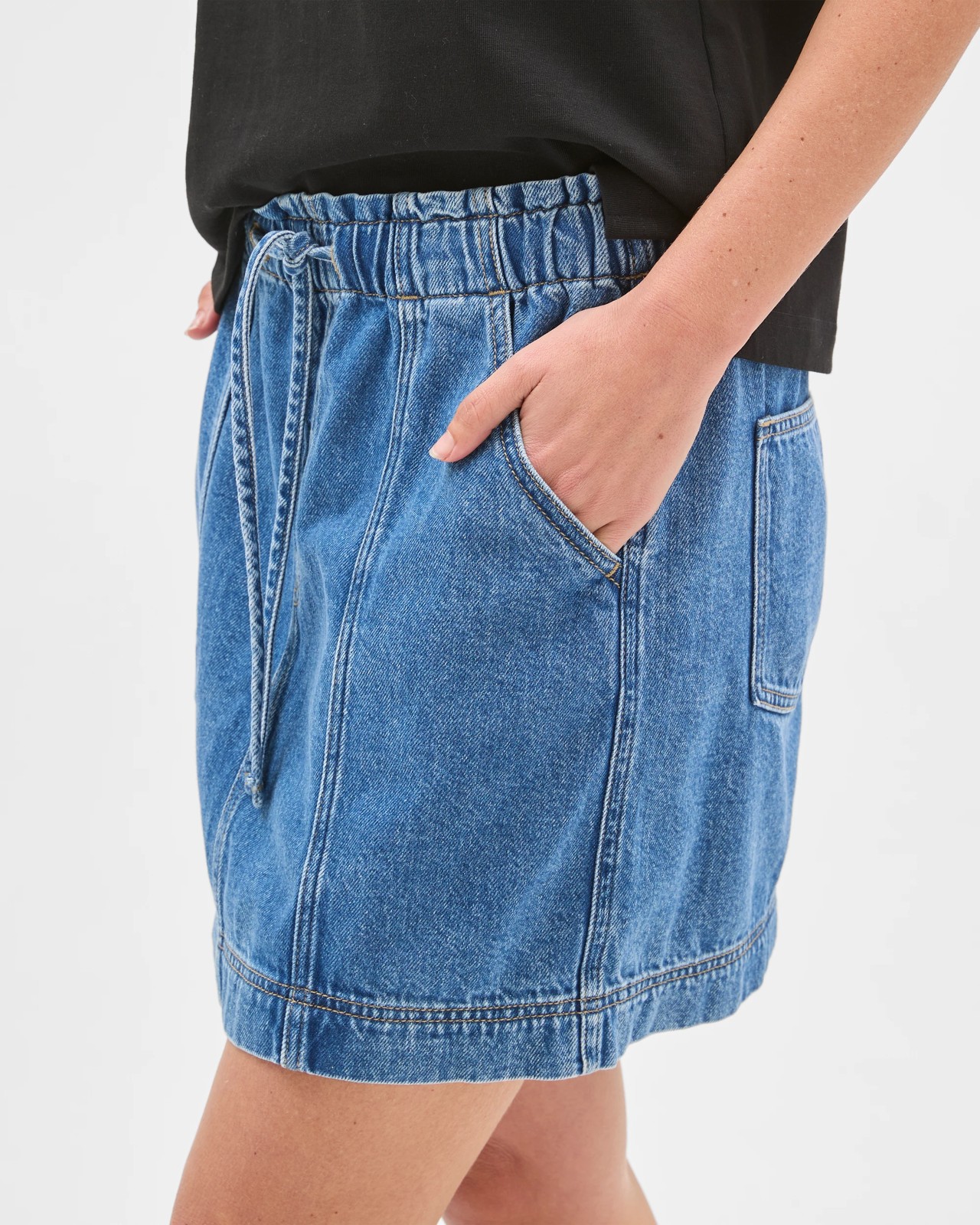 Pull On Denim Mini Skirt 3 of 5