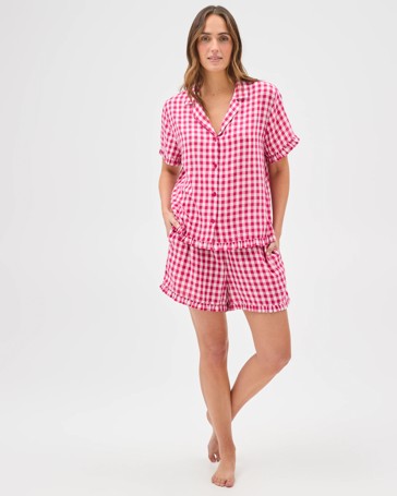 Womens Woven Frill Pyjama Set